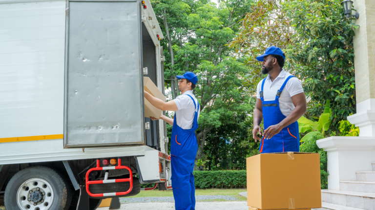 déménageurs qui remplissent un camion